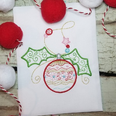 swirly ornament christmas machine embroidery design